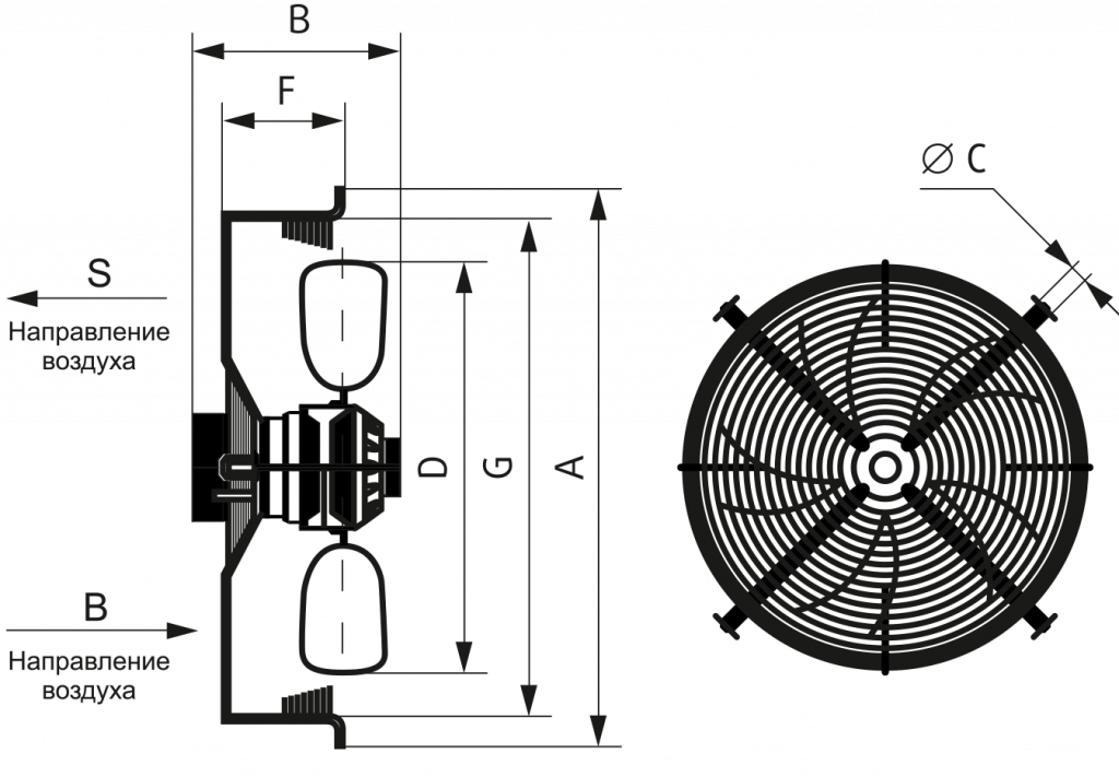 Размеры вентилятора с защитной решеткой 02.png